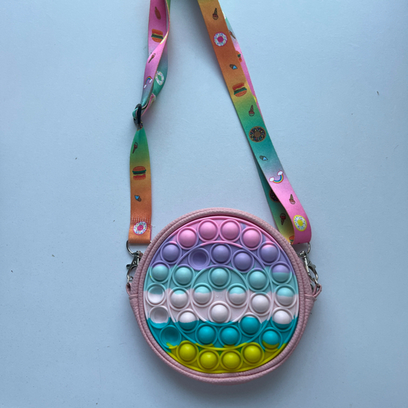 Women’s Circular Crossbody Bag with Pop-it Sensory Design 8 Inch - Picture 1 of 5